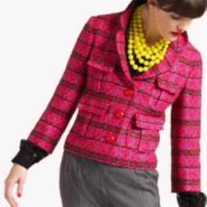Kate Spade Pink Silk & Wool Blend Cropped Blazer